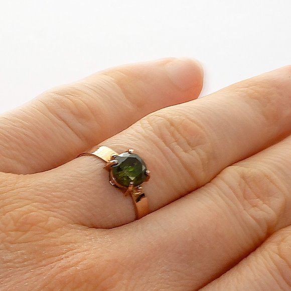 Rare Vintage Demantoid Garnet 14K Gold Ring, 1.74 cts, Size 6, Appraisal $4200 - Picture 8 of 9